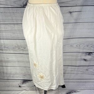 Adrianna Papell Cream Floral Maxi Skirt Linen blend Boho Festival